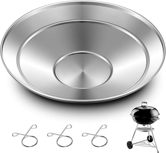 2 Pcs 13-1/2" Diameter Ash Catcher Pan Ash Pan for Charcoal Grill Compatible with Weber for Grill Replacement Parts