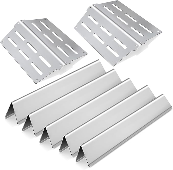 17.5" Flavorizer Bars and 13.26" Heat Deflectors for Weber Genesis 300 Series Grills with Front Control Knob, Genesis S310 S320 S330 E310 E320 E330,for Weber 7620 7621