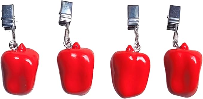 TwoFish Home Set of 4 Red Pimiento Resin Tablecloth Weights Clips Red Pimiento Handicraft Tablecloth Clamps Pack of 4