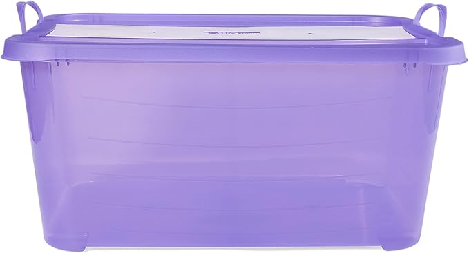 Life Story 24 Pack Light Duty Stackable Storage Bin, 55 Quart Home Organizer, Versatile Lightweight Locking Bins with Carrying Handles, Purple