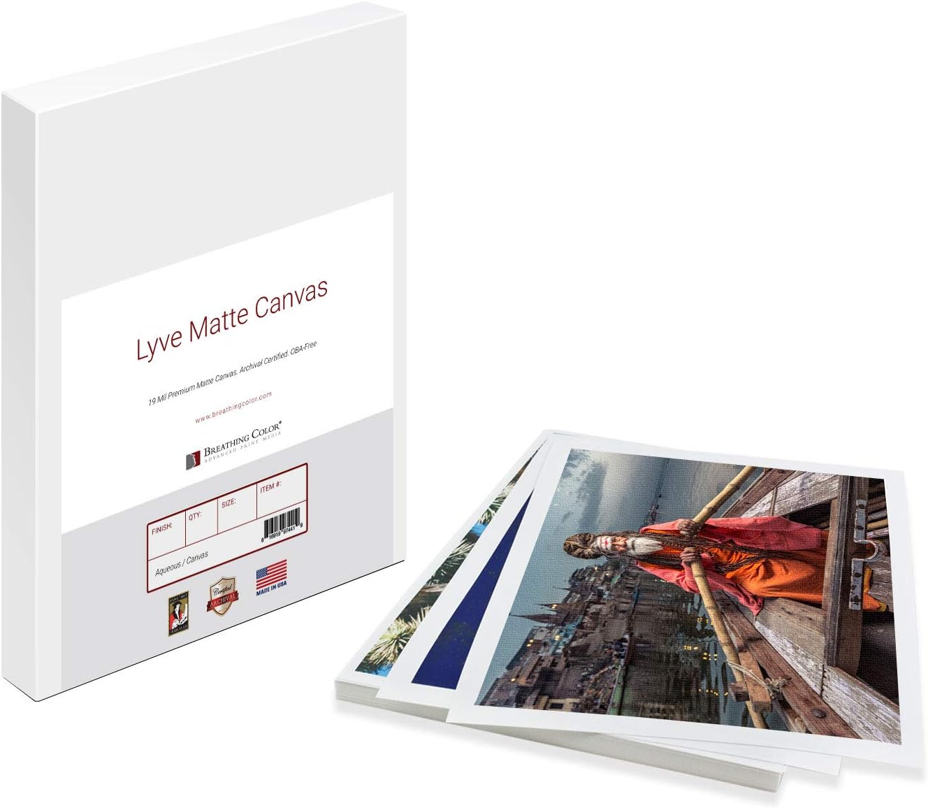 Premium Lyve Matte Canvas Sheets Professionals choice for Archival Inkjet for Use on Epson, Canon and HP printers. 13 inch x 19 inch 25 sheets