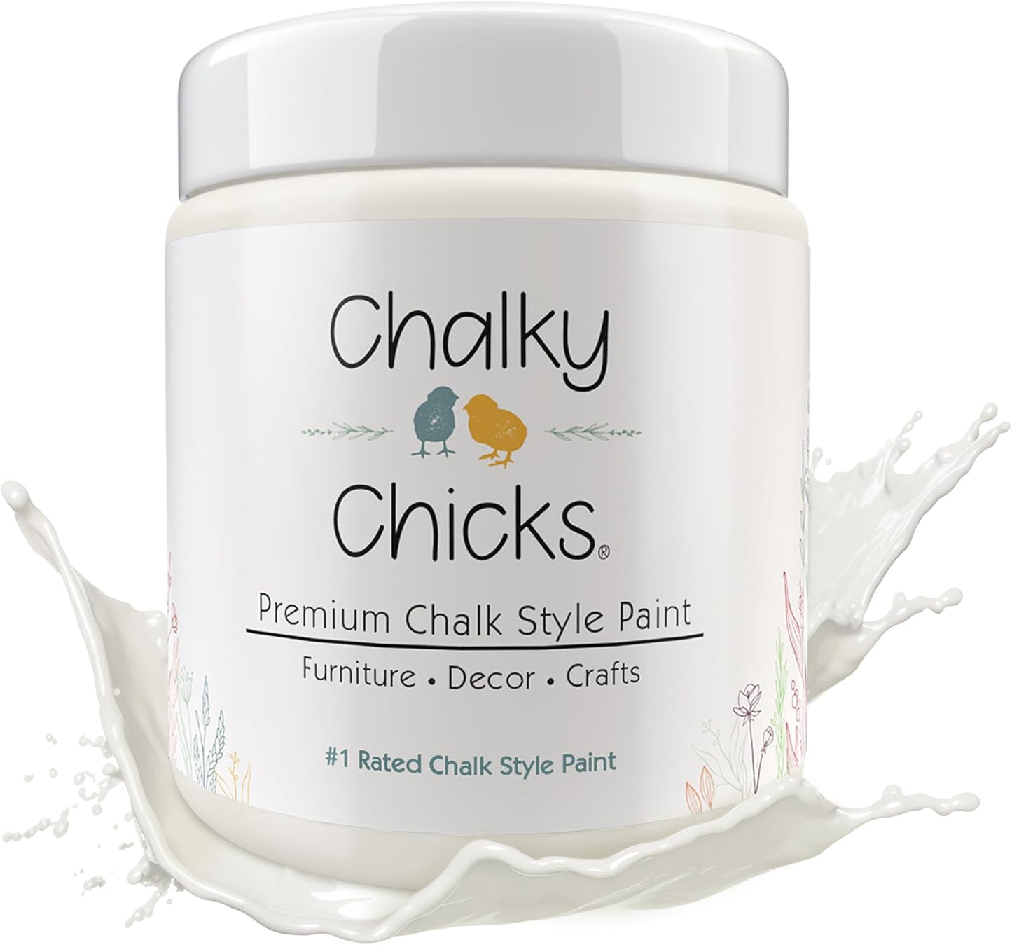 Chalky Chicks All-in-One Chalk Paint for Furniture or Cabinet - 16 Fl Oz - Matte Finish Old Lace (Off White) for Metal, Wood Furniture Paint - No Sanding All-in-One for Home Decor & Crafts, USA Made