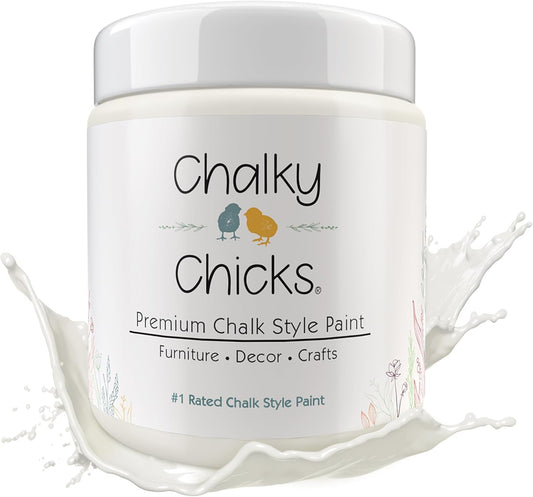 Chalky Chicks All-in-One Chalk Paint for Furniture or Cabinet - 16 Fl Oz - Matte Finish Old Lace (Off White) for Metal, Wood Furniture Paint - No Sanding All-in-One for Home Decor & Crafts, USA Made