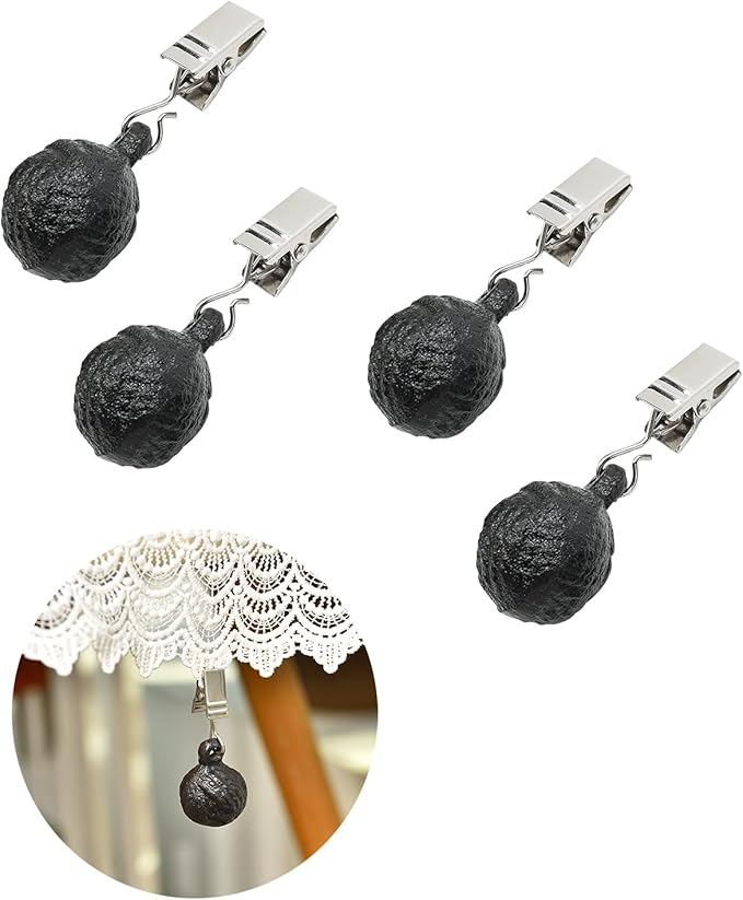 Sungmor Cast Iron Heavyweight Tablecloth Weights - 4 Pack Antique Dark Brown Round Clew Pendent Clips Weights Kit - Heavy Duty Table Cloth Cover Clamps for Home Garden Party Wedding Camping Picnic