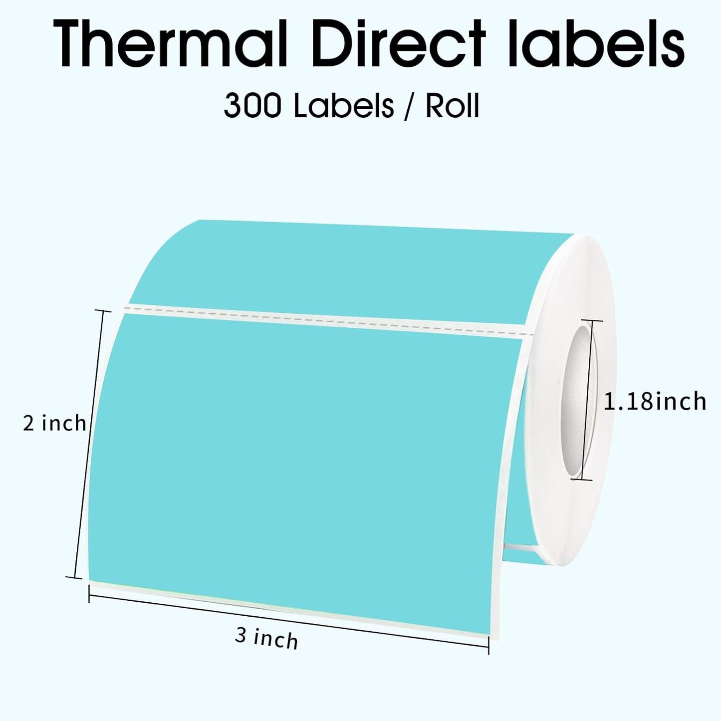STARLIBOO 3x2 inch Color Direct Thermal Label Stickers for Shipping, Barcode, Address, Compatible with Rollo Label Printer & Zebra Desktop Printers (Lake Blue)