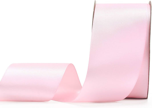 YAMA Double Face Satin Ribbon - 2 Inch 25 Yards for Gift Wrapping Ribbons Roll, Pink