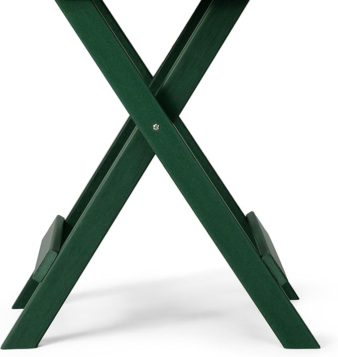 Costaelm Paradise HDPE Outdoor 24.5 Inch Round Portable Folding Patio Dining Table, Dark Green