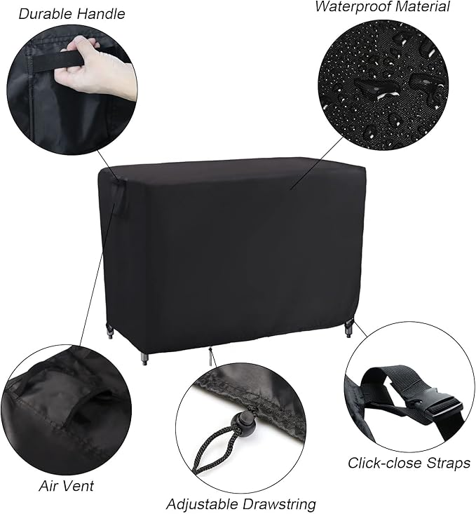 Kingling Outdoor Table Cover 48 Inch, Waterproof Stainless Steel Table Cover Metal BBQ Table Covers Weather Protection for Patio Kitchen Work/Prep Tables - 48''L x 24''W x 35''H(Black)