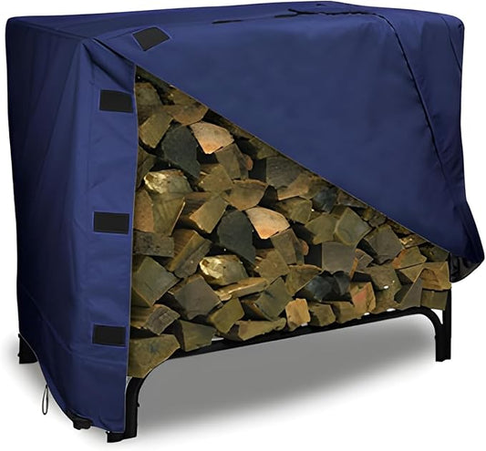 Eevelle Patio Log Rack Cover Made with Marinex Marine Grade Fabric - Waterproof - Durable Firewood Storage Large Log Rack Covers - Weather Protection - (42" H x 96" L x 24" D, Navy)