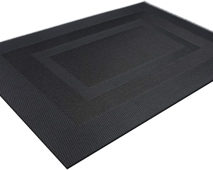 Durable Placemats Set of 4 Vinyl Heat-Resistant Table Mats Washable Plastic Placemats for Dining Table (Black)