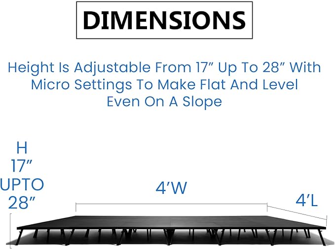 20'x28' MyStage 28 Portable Stage -Performance Floor Versatile Platform Modular System Stage - DJ, Drum, Camera Stage Riser -Compact & Stable, Easy to Carry, Assemble & Transport