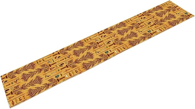 Egyptian Table Runner, Rustic Egypt Mythology Pharaohs African Hieroglyphs Old Alphabetic Table Runner for Kitchen Dining Room Farmhouse Party Banquet 13x36in