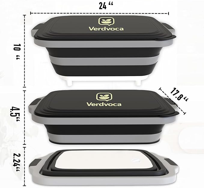30L Orange & 16L Black Collapsible BBQ Prep Tub