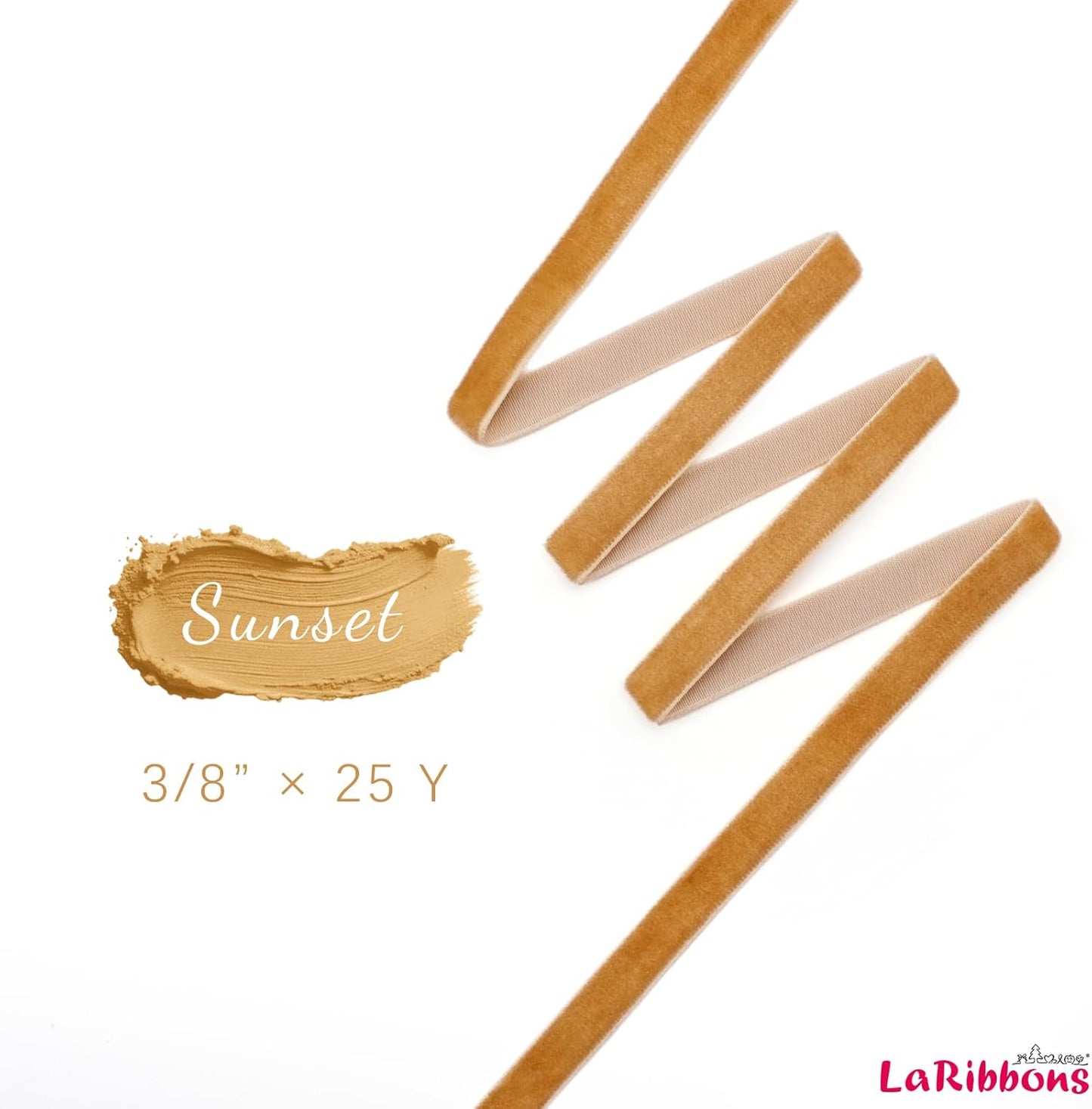 LaRibbons Thin Velvet Ribbon 3/8 Inch x 25 Yards, Khaki Velvet Ribbon for Christmas Tree, Gift Wrapping, Wreath Bow, Outdoor Decoration