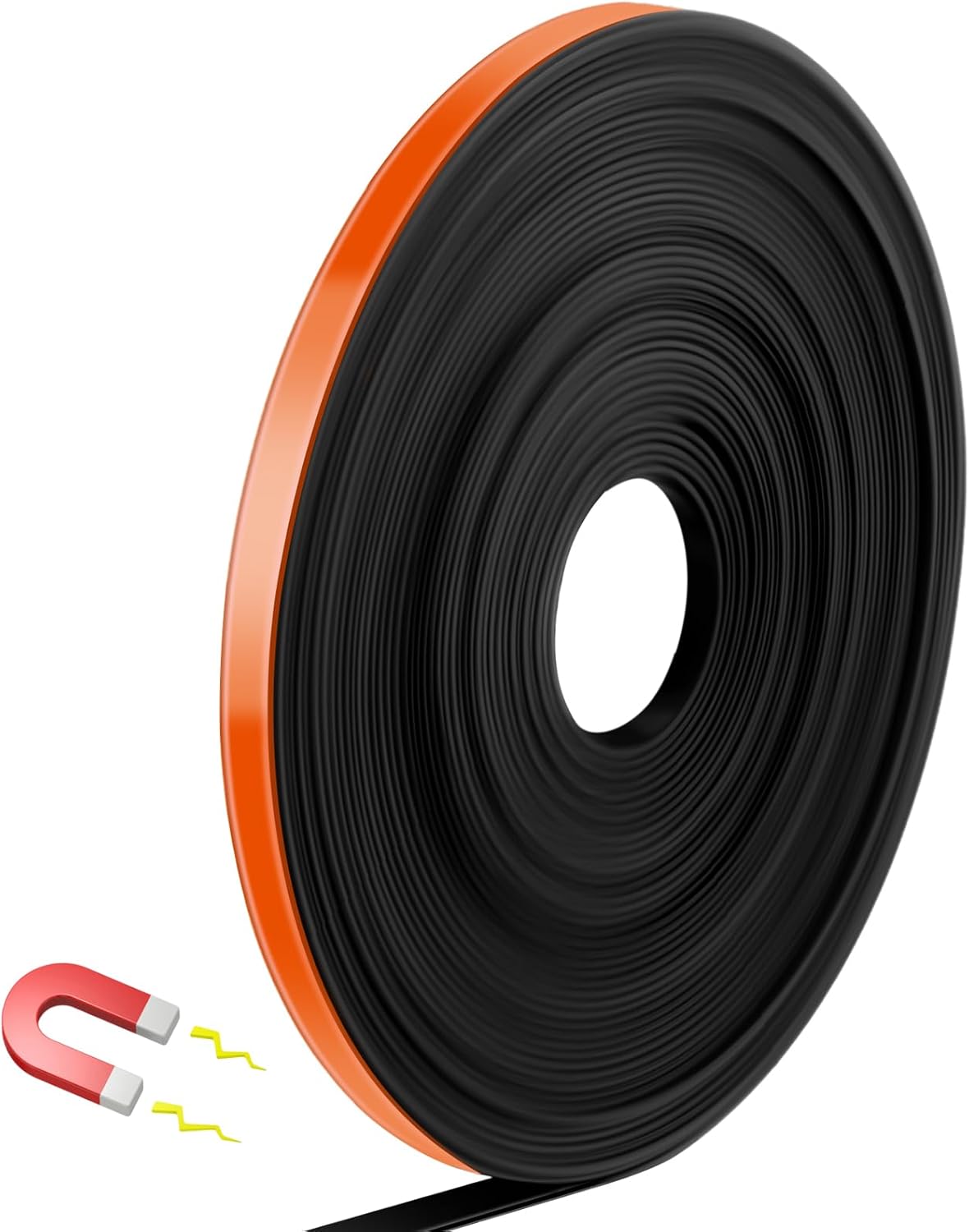 Magnetic Tape Roll Thin Strips, 0.39 Inch x 33 Feet Magnetic Board Dividers Whiteboard Graphic Decorative Tape Marking Line for Classroom Office Art Accessories(Orange)