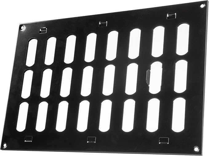 Vent Systems 12" x 8" Inch (Overall) Black Metal Vent Cover - Durable Wall and Ceiling Adjustable Air Return Grille with Built-in Mesh Screen - HVAC Ventilation Duct Cover for Indoor and Outdoor Use