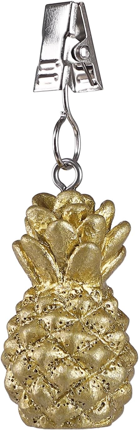 TwoFish Home Set of 4 Golden Pineapple Resin Tablecloth Clamps Golden Pineapple Handicraft Tablecloth Clips Pack of 4