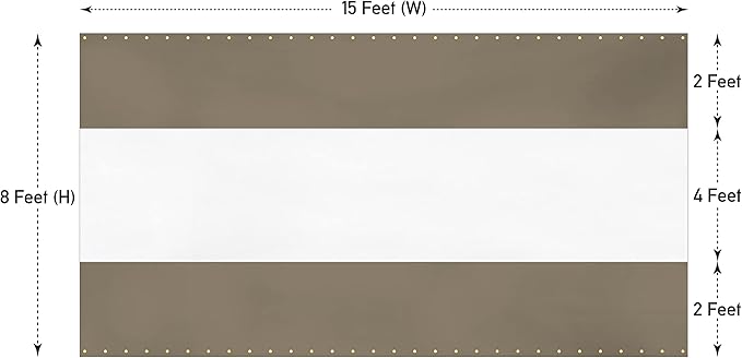Covers & all Outdoor Clear Panel Curtain, 12 oz Vinyl Outdor Curtains for Patio, Waterproof & Weather Resistant Tarp with Brass Grommets for Pergola, Porch, Gazebos, Balcony (8’ H x 15’ W Feet, Beige)