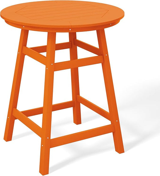 Costaelm Patio Bistro Table, 37" Counter Height Round Patio Cocktail Bar Table with Umbrella Hole, Outdoor Bistro Dining Pub Table for Front Porch Deck Backyard Garden, Orange