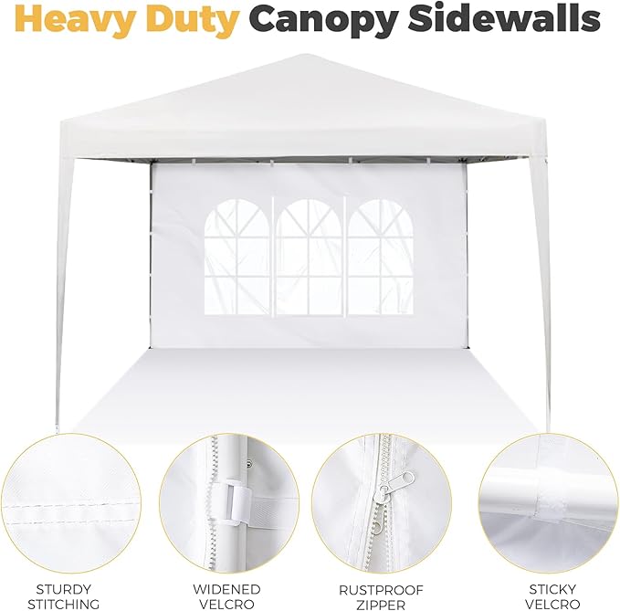 10x10 Pop Up Canopy Sidewall - 1 PC 300D Waterproof Attachable Tent Wall, Privacy Shade for Outdoor Events, Vendor Booths (Tent Not Include, with PVC Church Window)