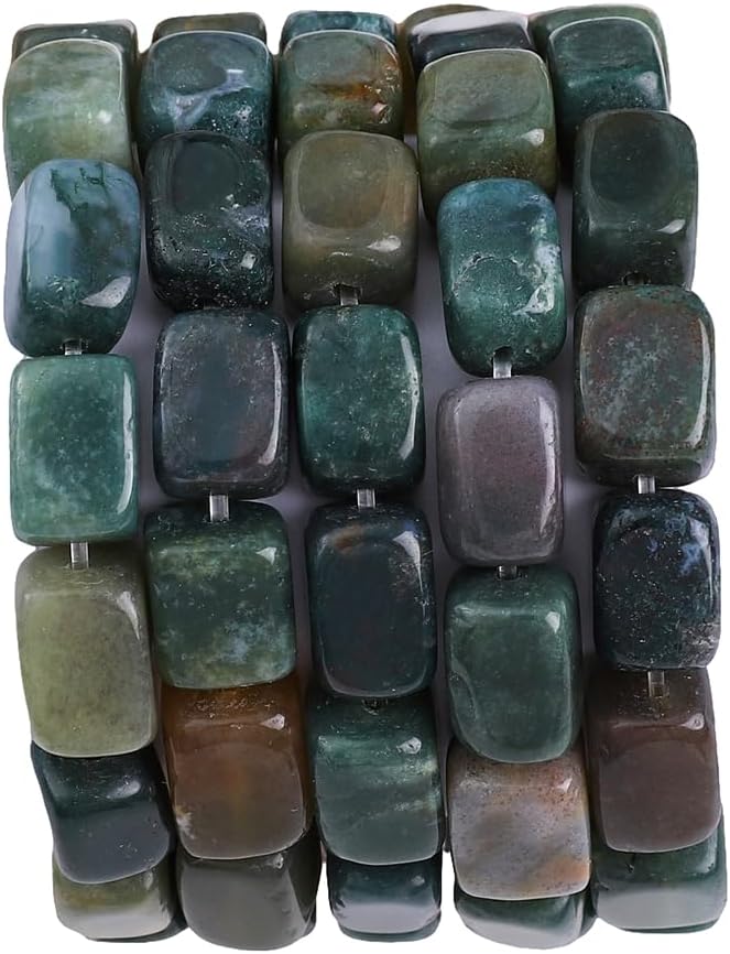 Natural Indian Agate Cuboid Stone Loose Semi Gemstone Beads for Jewelry Making 8mmx12mm 38cm/Strand