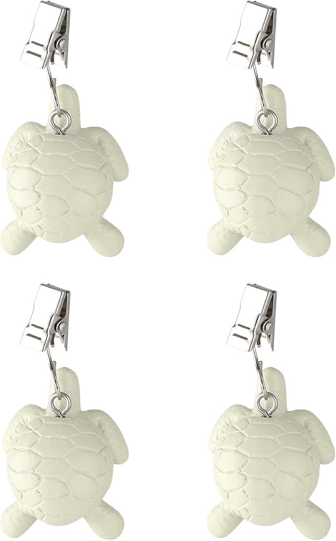 TwoFish Home Set of 4 Turtle Resin Table Cover Tablecloth Weights Clips Turtle Style Handicraft Tablecloth Clips Set of 4