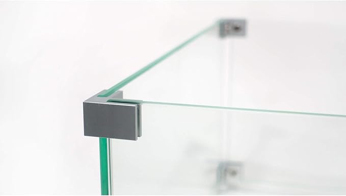 AMS Fireplace Rectangular Tempered Glass Fire Pit Table - Wind Guard & Flame Protection (35" L x 15" W x 8" H)