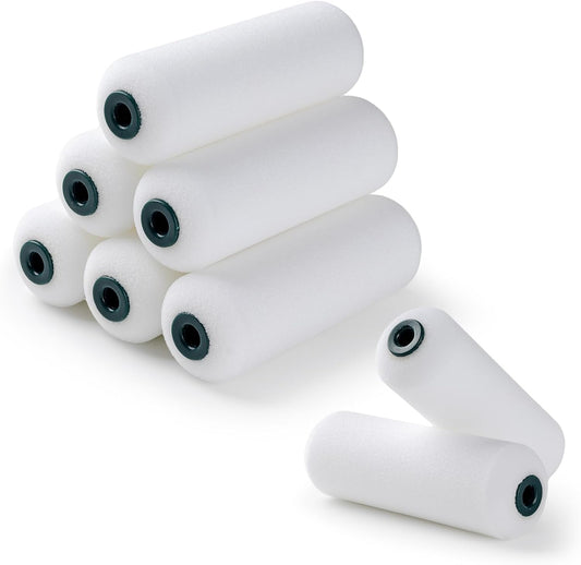 Foam Paint Roller, 8 Pack, 4 Inch Small Paint Roller Kit with High-Density Foam Paint Roller Covers, Mini Paint Rollers for Painting Walls, Suitable for Wall, Cabinets, Ceilings.