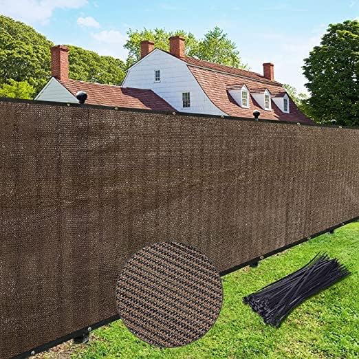 UPGRADE Privacy Fence Screen 8'x23' Brown Outdoor 90% Visibility Blockage 170 GSM Mesh Shade Cover Panels for Backyard,Balcony,Home Decoration with Zip Ties,Customized Avaliable
