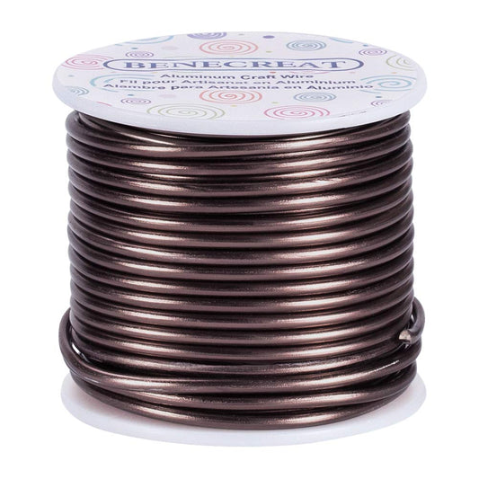 BENECREAT 9 Gauge 55FT Brown Jewelry Craft Wire Tarnish Resistant Bendable Aluminum Sculpting Metal Wire for Jewelry Craft Beading Work, Wreath, Tree Roots Model