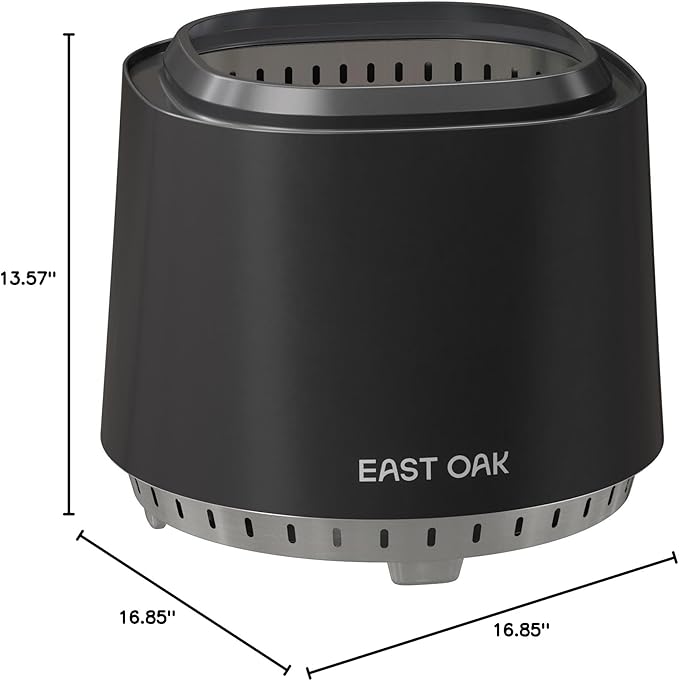 EAST OAK Camber Smokeless Fire Pit 17'', Stainless Steel Fire Pits for Outside Wood Burning Portable Small Fire Pit with Poker, Stand & Removable Ash Pan Bonfire Pit for Patio, Pitch Charcoal