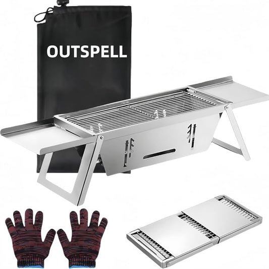 small portable charcoal grill: mini foldable tabletop grills for camping Picnic beach - stainless steel bbq grill for outdoor(Type-3)