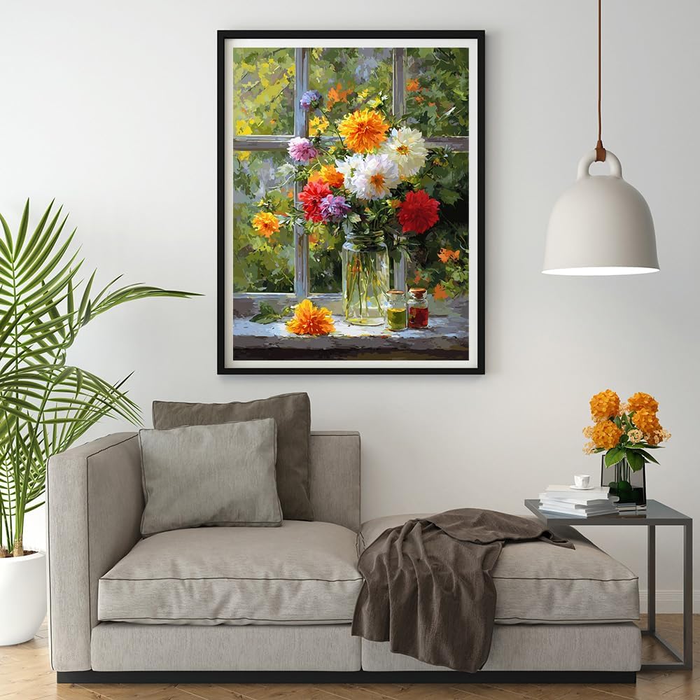 Moohue 14 ct Counted Cross Stitch Kits for Adults Flowers Cross Stitch Patterns Stamped Printed Cross Stitch Kits (Flowers 2)