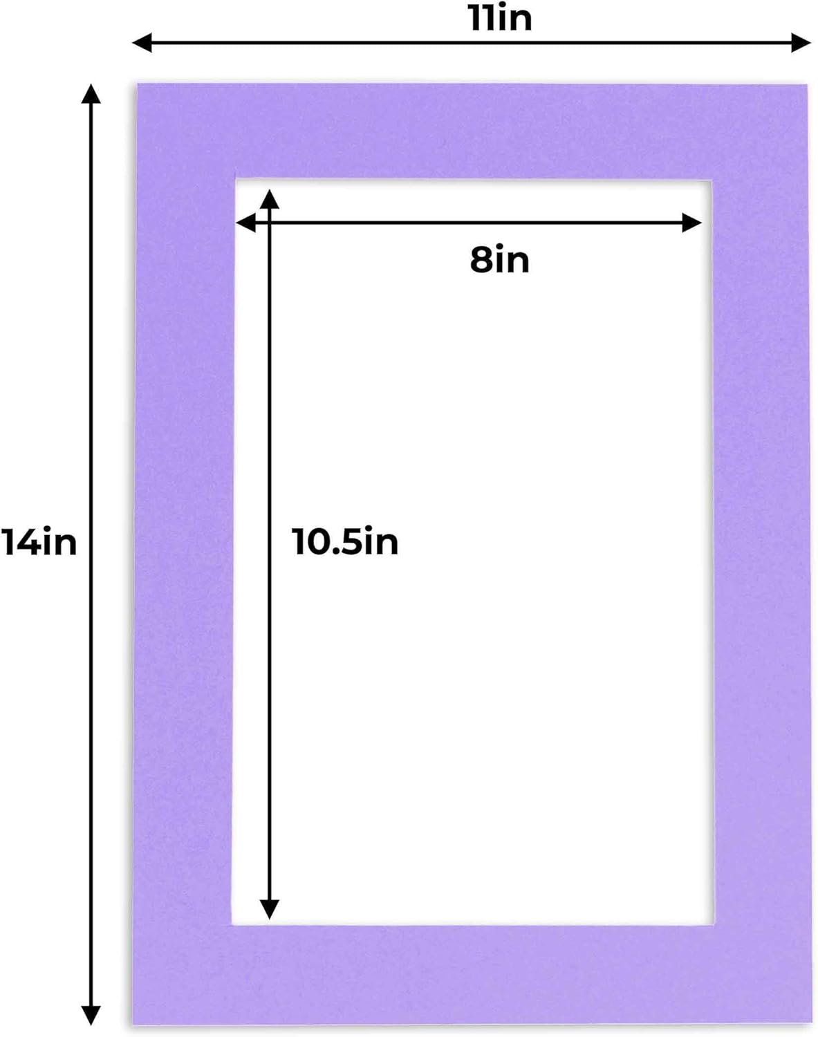 11x14 Mat for 8.5x11 Photo - Precut Light Purple Picture Matboard for Frames Measuring 11 x 14 Inches - Bevel Cut Matte to Display Art Measuring 8.5 x 11 Inches - Acid Free Pack of TEN MATS