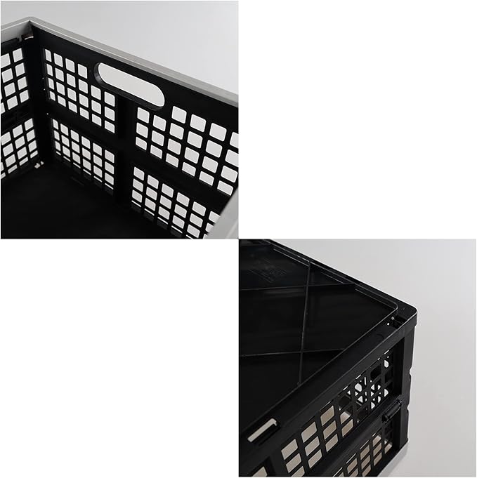 3-Pack 42 L Plastic Storage Collapsible Crate, Folding Plastic Stackable Utility Crate