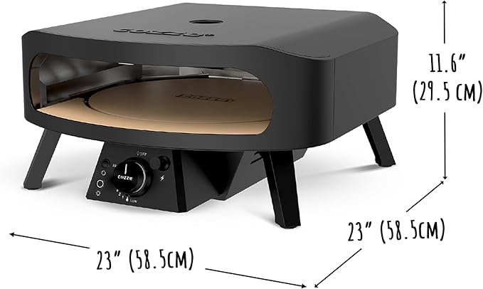 17" Gas Pizza Oven with Rotating Pizza Stone for Easy Restaurant-Style Pizza at Home – Triple Burner, Built-In Thermometer, Fast 15-Min Preheat, Portable Outdoor Pizza Oven