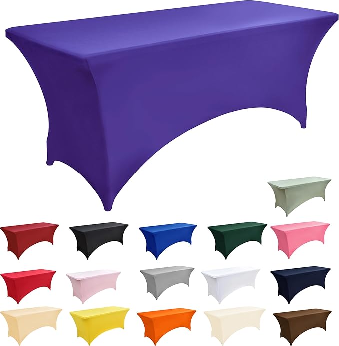 10-Pack 6ft Spandex Table Covers for Rectangle Standard Folding Tables - Wrinkle Resistant Stretch Tablecloths - Ultimate Fitted Table Protector for Parties, Banquet, Wedding
