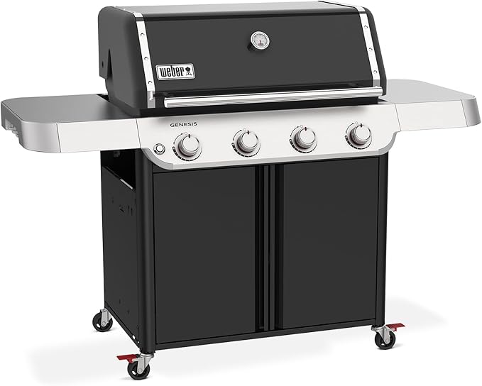 Weber Genesis E-415 Liquid Propane Gas Grill for Outdoor Grilling, 4 Burners, Black