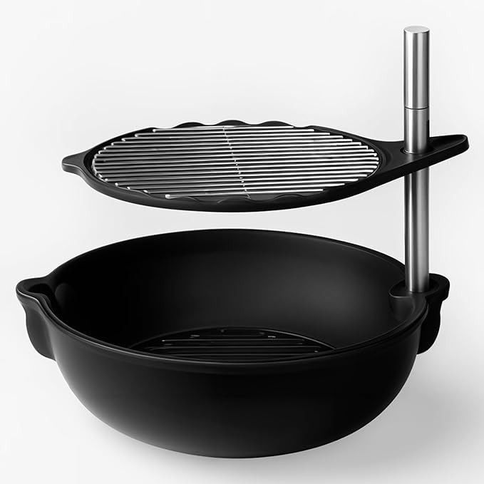 Bola Grill Traveler Portable Charcoal Grill – Small Tabletop BBQ Grill with Adjustable & Rotating Grate for Outdoor Cooking, Camping & Backyard BBQ (Black)