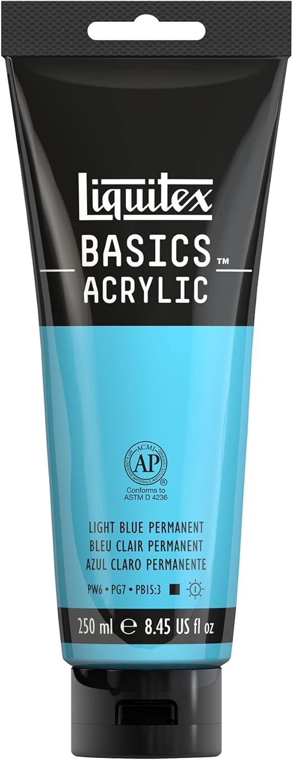 Liquitex BASICS Acrylic Paint, 250ml (8.5-oz) Tube, Light Blue Permanent