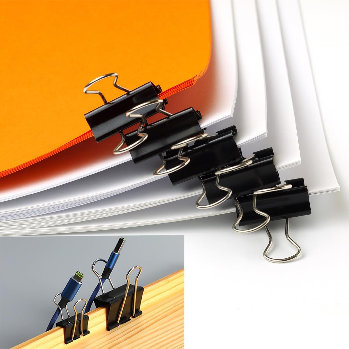 150 PCS Mini Binder Clips, 5/8 inch 15mm Binder Clips, Black Paper Clamps Small Size for Office, Home, School, Document Organizing (0.6 inch)