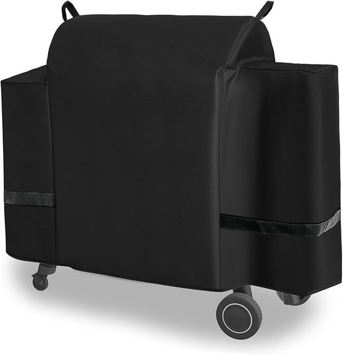 Outdoor 600D Heavy Duty Grill Cover for Traeger Ironwood 885 Series,Full-Length ironwood 885 Grill Cover Accessory Waterproof Pellet Cover for traeger grill cover ironwood 885 Accessories BAC513,Black