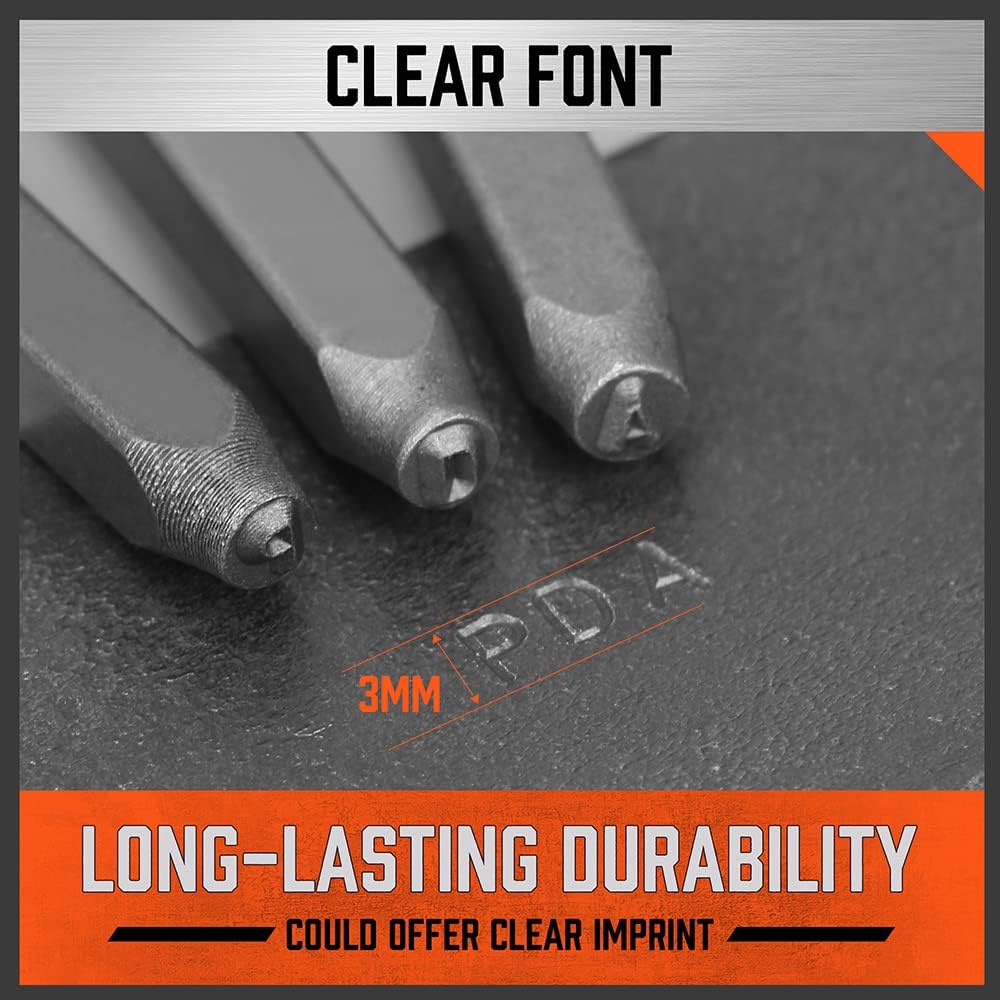 HORUSDY 37-Piece Number and Letter Stamp Set 1/8 (3mm) (A-Z & 0-9 + Love) Punch Perfect for Imprinting Metal Stamping kit, Plastic, Wood, Leather.