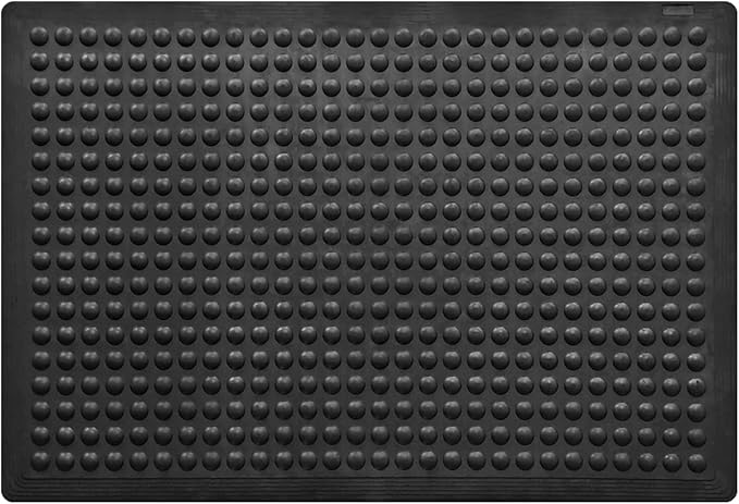 Black Rubber Bubble Anti-Fatigue Workplace Mat, Non-Slip Comfort Standing Floor Mat – Indoor, Outdoor, Garage, Workshop, Kitchen (24"x36" 4Pack)