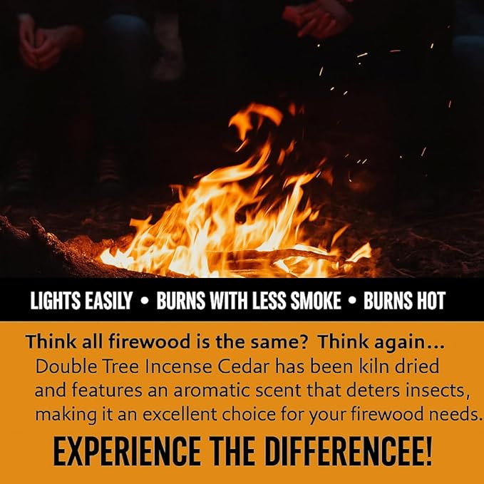 Double Tree - Kiln Dried Premium Incense Cedar Firewood (16inch Logs) (Includes Firestarter) (X Large 3.3 Cubic ft for Fireplace,Campfire,Wood Stove, Fire Pit, Split Wood Solo Stove or Breeo)