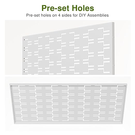 Casaphoria Metal Privacy Screen Outdoor, 72" H x 47" W Freestanding Decorative Privacy Screen for Patio Deck Balcony Garden with Stable Base, White-Square