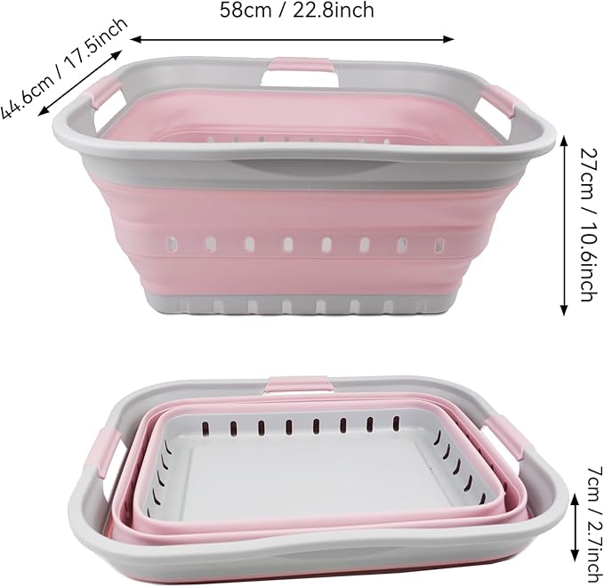 SAMMART 42L(11 gallons) Collapsible Plastic Laundry Basket - Foldable Pop Up Storage Container/Organizer - Portable Laundry Hamper- Space Saving Outdoor