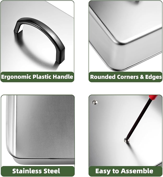 Rectangular Basting Cover, Stainless Steel Grill Cover Lid for Melting Cheese or Steaming Food, 13"(L) x 11.2"(W) x 2.5"(H), 2 Pack