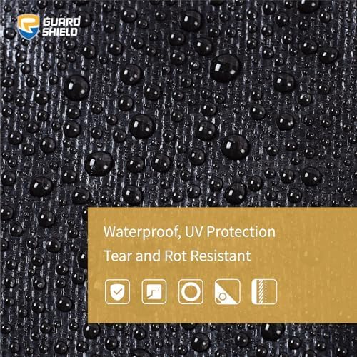 GUARD SHIELD Tarps Heavy Duty Waterproof 10x10 Feet Black Poly Tarp Cover Square Outdoor Thick UV Resistant Tarpaulin with Grommets 10mil