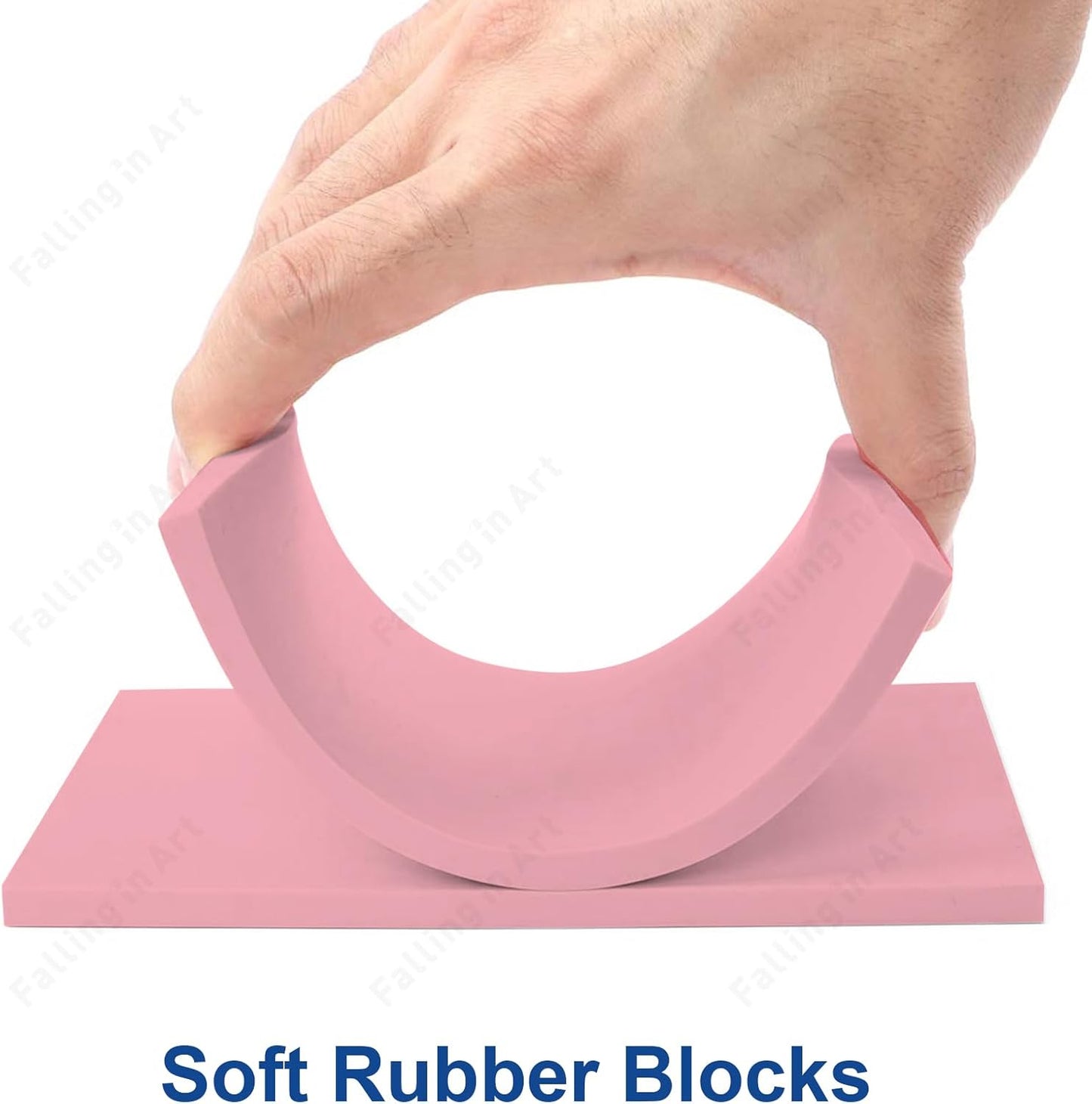 Falling in Art 4 x 6" Pink Rubber Carving Blocks, 6 Pack Soft Linoleum Blocks for Printmaking, Stamp Making, and DIY Crafting, 4/17" Thick